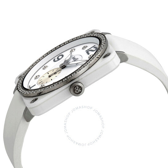 Bell And Ross, White Diamond Dial Ladies Ceramic Watch