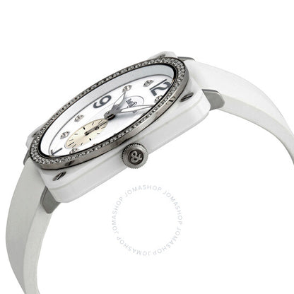Bell And Ross, White Diamond Dial Ladies Ceramic Watch