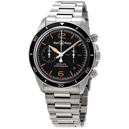 Bell And Ross, Bell & Ross Vintage V2-94 Aeronavale Chronograph Automatic Black Dial Men's Watch