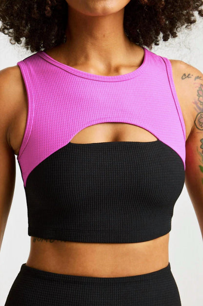 thermal cut out bra in black/rose violet