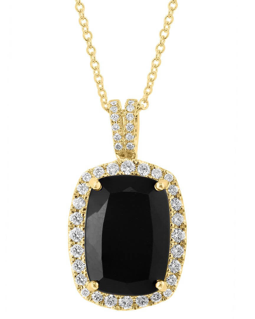 14k 7.25 ct. tw. diamond & onyx necklace