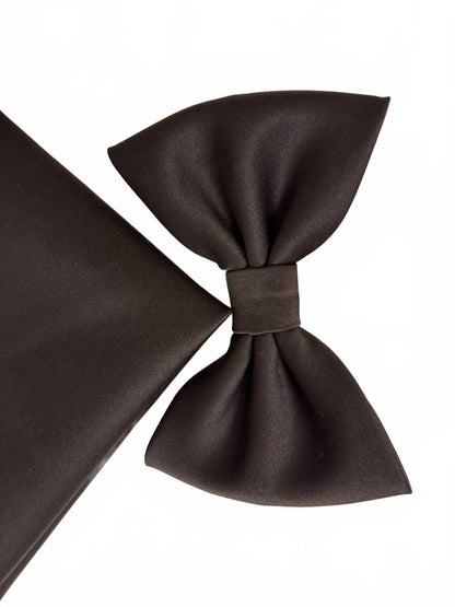 men's bow tie and pocket piece in chocolate brown