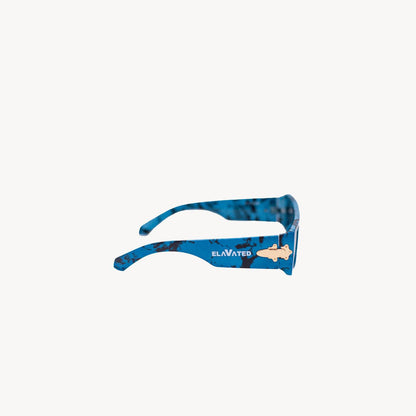 men's elavated sunglasses in blue sea