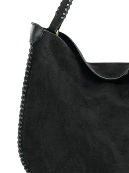 women's braided handle hobo bag in black