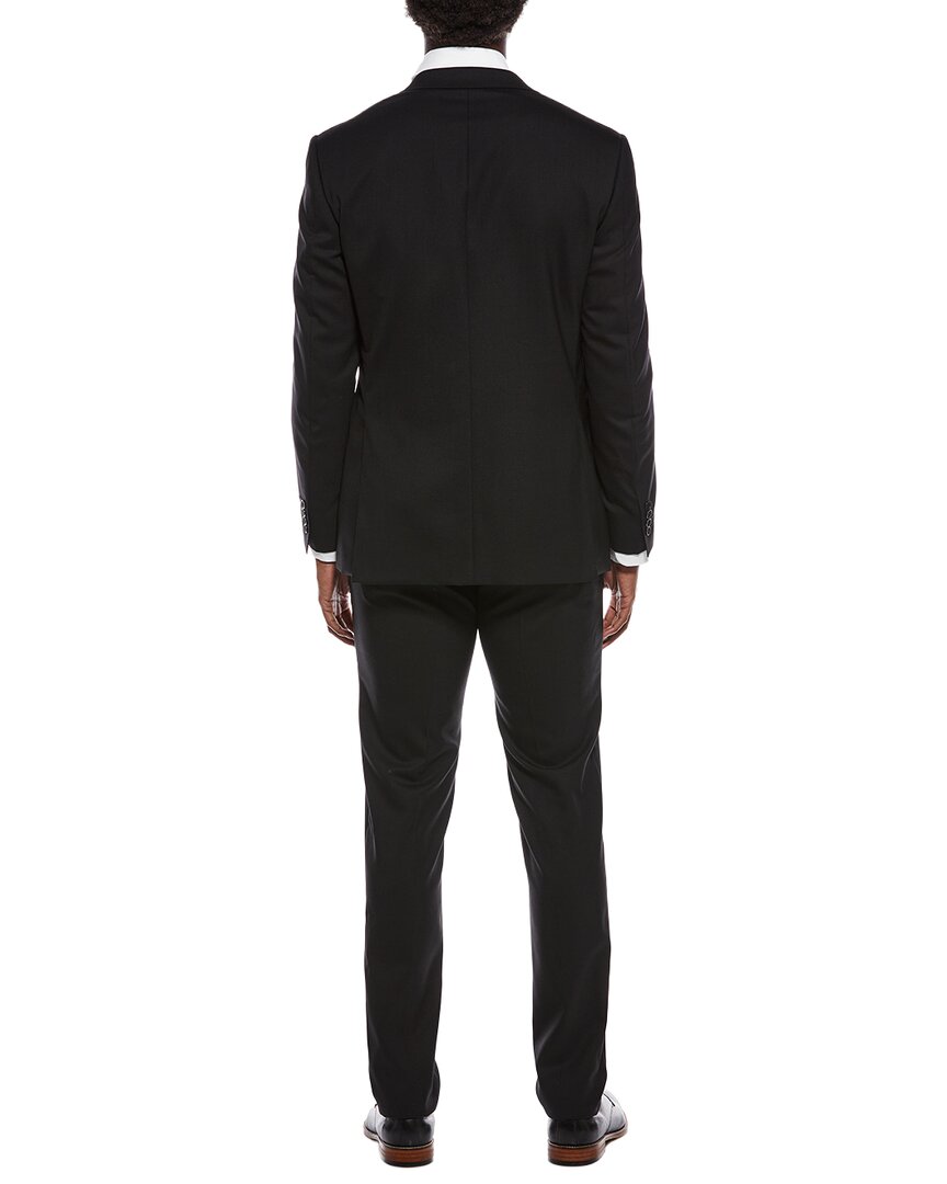 2pc wool-blend suit with flat front pant