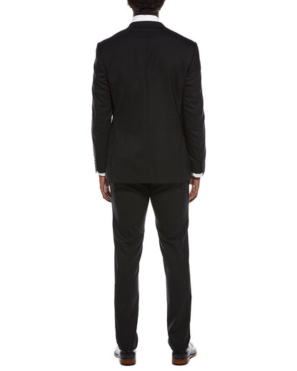 2pc wool-blend suit with flat front pant
