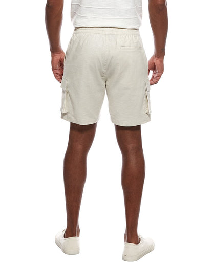 stretch linen-blend cargo short