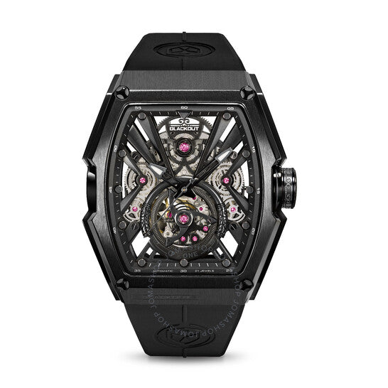 ساعة P-One أوتوماتيكية للرجال بمينا أسود، لون أسود