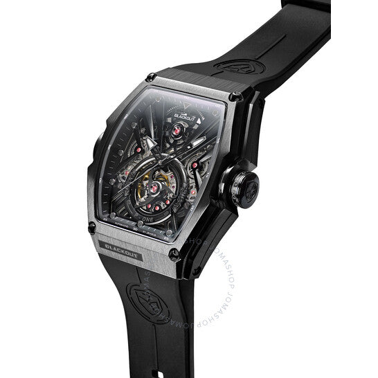 ساعة P-One أوتوماتيكية للرجال بمينا أسود، لون أسود