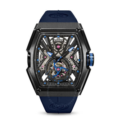 ساعة P-One أوتوماتيكية للرجال بمينا أزرق، لون أسود