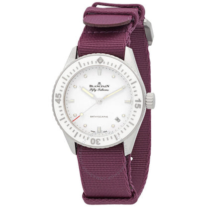 ساعة بلانكبان فيفتي فاذومز باثيسكاف أوتوماتيكية بمينا أبيض
