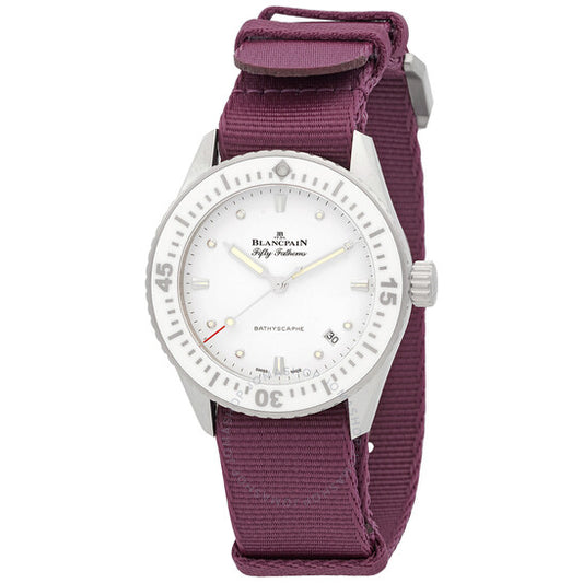 ساعة بلانكبان فيفتي فاذومز باثيسكاف أوتوماتيكية بمينا أبيض