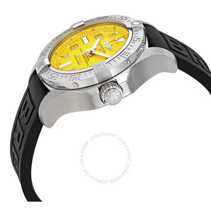 ساعة بريتلينج أوتوماتيكية للرجال بمينا أصفر ومطاط أسود