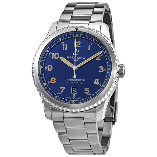 ساعة بريتلينغ أفايتور 8 أوتوماتيكية كرونومتر بمينا أزرق للرجال