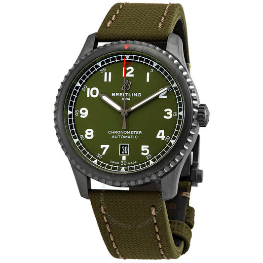 ساعة بريتلينغ أفياتور 8 كورتيس وارهوك أوتوماتيكية كرونومتر بمينا أخضر للرجال