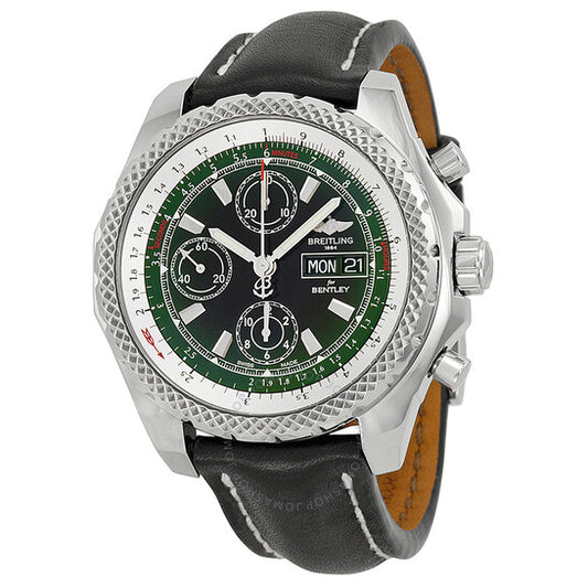 Breitling, Bentley GT II Green Dial Black Leather Men's Watch BKLT