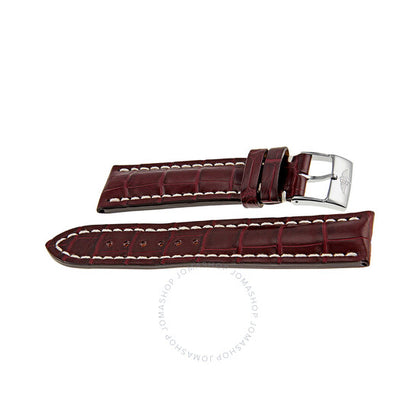 Breitling, Burgundy Strap with a Stainless Steel Tang Buckle 22-20mm