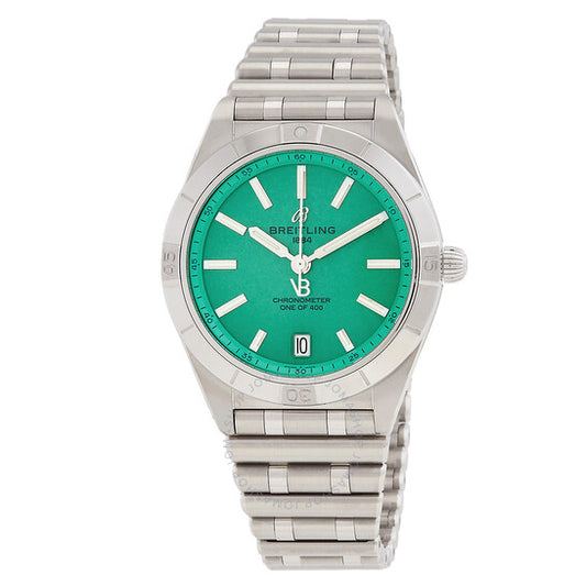 بريتلينغ، ساعة كرونومات 36 فيكتوريا بيكهام أوتوماتيكية للسيدات بمينا أخضر