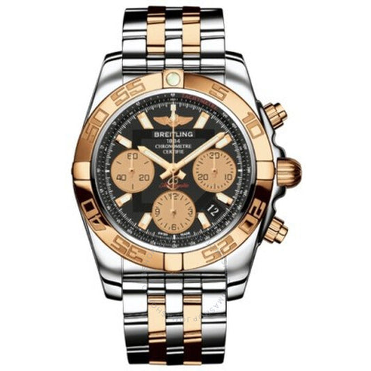 Breitling, Chronomat 41 Black Dial Chronograph Stainless Steel and 18K Rose Gold Men's Watch CB0140120-BA53TT