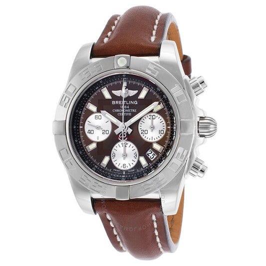 Breitling, Chronomat 41 Chronograph Brown Dial Brown Leather Men's Watch BRSLT