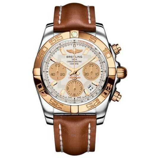 Breitling, Chronomat 41 Silver Dial Brown Leather Men's Watch CB014012-G713BRLT
