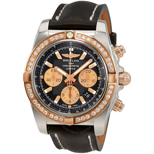 Breitling, Chronomat 44 Automatic Black Dial Chronograph Diamond Men's Watch CB011053-B968BKLST