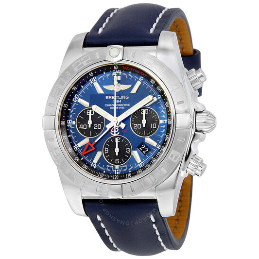 Breitling, Chronomat 44 GMT Automatic Blue Dial Bue Leather Men's Watch AB042011-C852BLLT