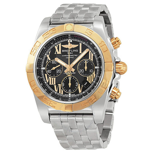 بريتلينغ، ساعة كرونومات 44 للرجال بمينا أسود وستانلس ستيل CB011012-B957SS