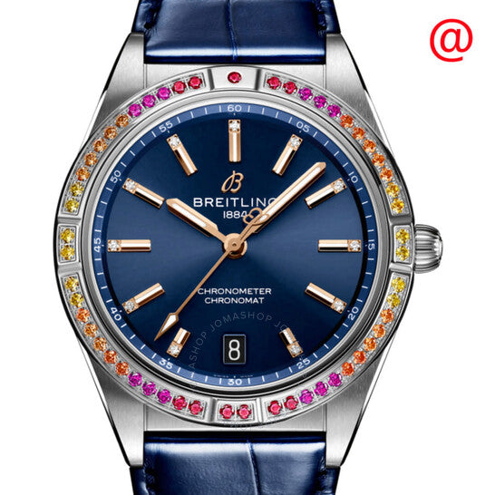 Breitling, Chronomat Automatic Diamond Crystal Blue Dial Ladies Watch