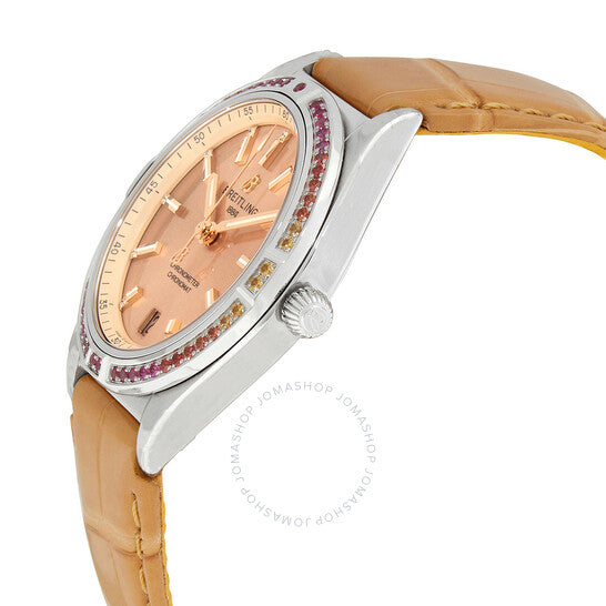 ساعة بريتلينج كرونومات أوتوماتيكية مرصعة بالألماس والكريستال للسيدات