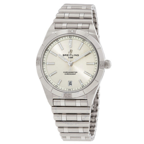 ساعة بريتلينج كرونومات أوتوماتيكية للسيدات بمينا أبيض