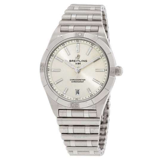 ساعة بريتلينج كرونومات أوتوماتيكية للسيدات بمينا أبيض