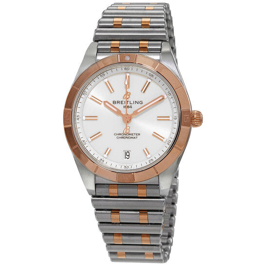 ساعة بريتلينج كرونومات أوتوماتيكية للسيدات بمينا أبيض