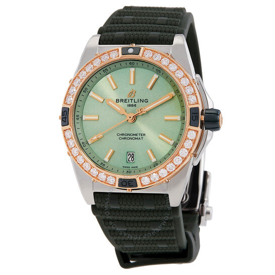 ساعة بريتلينغ كرونومات سوبر أوتوماتيك 38 مم مرصعة بالألماس للسيدات