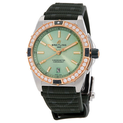 ساعة بريتلينغ كرونومات سوبر أوتوماتيك 38 مم مرصعة بالألماس للسيدات