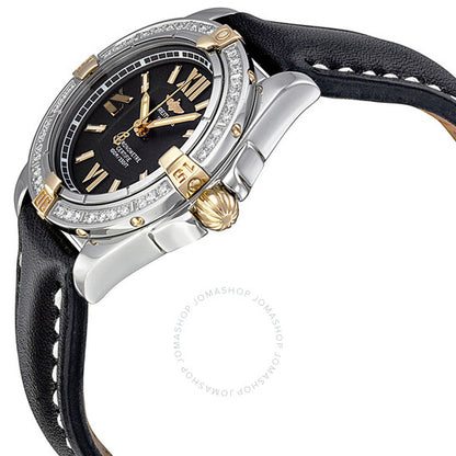 Breitling, Cockpit Lady Diamond Black Dial Black Leather Watch