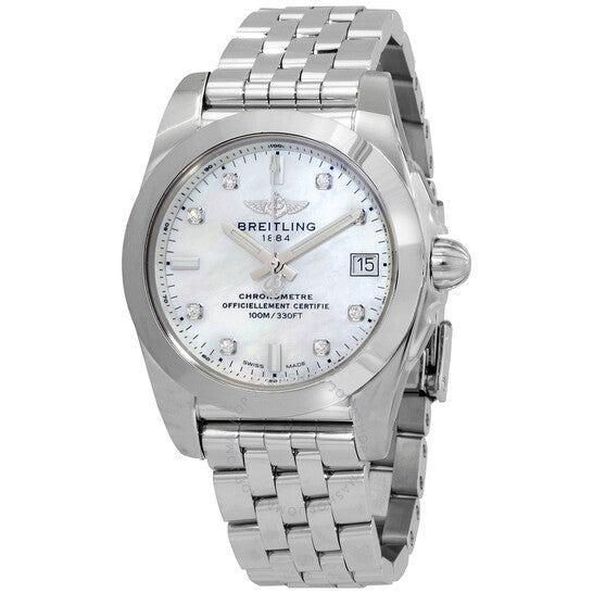 ساعة بريتلينج جالاكتيك 36 كوارتز كرونومتر مرصعة بالألماس للسيدات