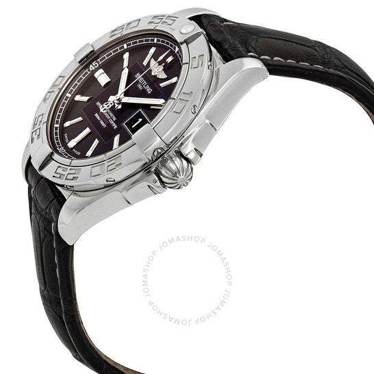 Breitling, Galactic 41 Black Dial Black Leather Men's Watch
