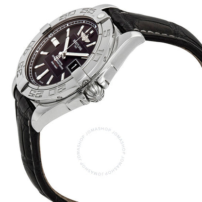 Breitling, Galactic 41 Black Dial Black Leather Men's Watch