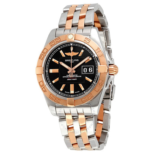 Breitling, Galactic 41 Black Dial Steel and 18K Rose Gold Automatic Men's Watch C49350L2-BA09