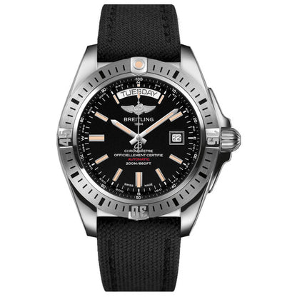 Breitling, Galactic Black Dial Black Fabric Automatic Men's Watch