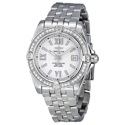 ساعة بريتلينج جالاكتيك النسائية الفضية المرصعة بالألماس A7135653-G649SS