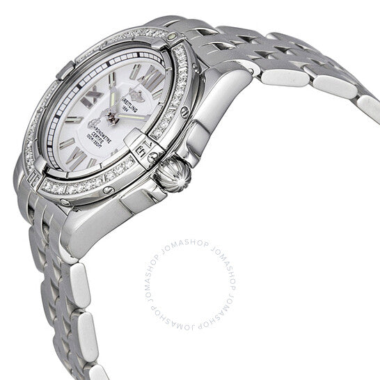 ساعة بريتلينج جالاكتيك النسائية الفضية المرصعة بالألماس A7135653-G649SS