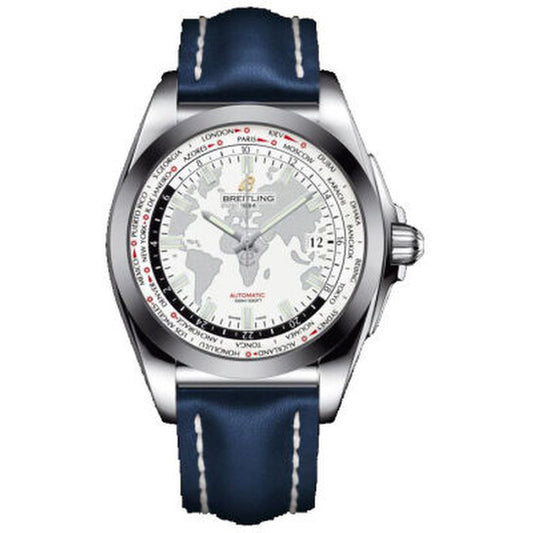 Breitling, Galactic Unitime Antarctica White Dial Blue leather Automatic Men's Watch WB3510U0-A777BLLT