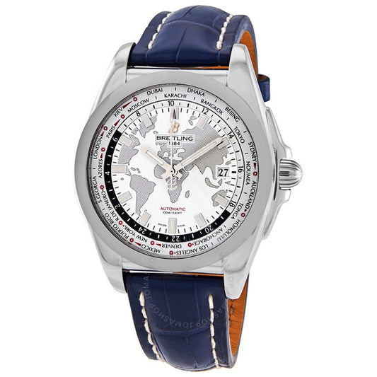 Breitling, Galactic Unitime Antarctica White Dial Blue leather Men's Watch WB3510U0-A777BLCT