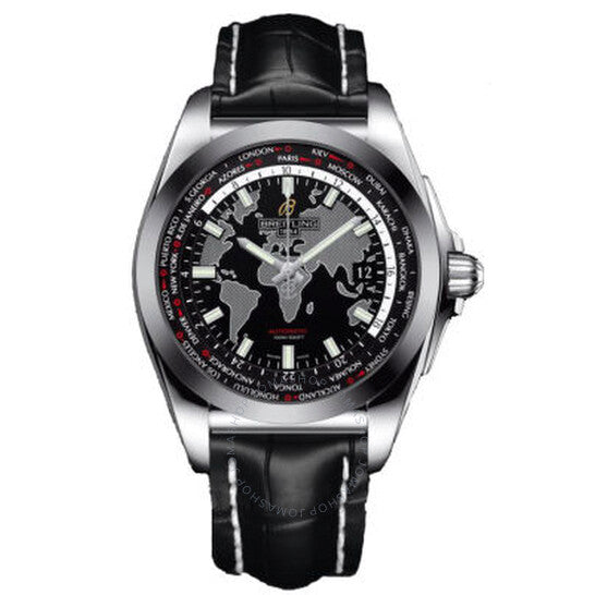 Breitling, Galactic Unitime Black Leather Men's Watch WB3510U4-BD94BKCT