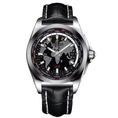 Breitling, Galactic Unitime Black Leather Men's Watch WB3510U4-BD94BKCT