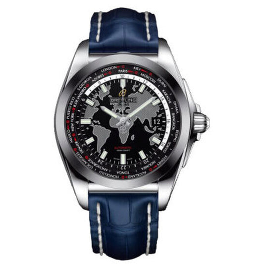 Breitling, Galactic Unitime Black Dial Blue Leather Automatic Men's watch WB3510U4-BD94BLCT