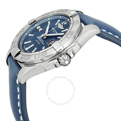 Breitling, Galatic 41 Blue Dial Blue Leather Men's Watch