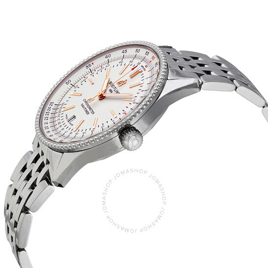 بريتلينغ، ساعة نافيتايمر 1 أوتوماتيكية للرجال بمينا فضي